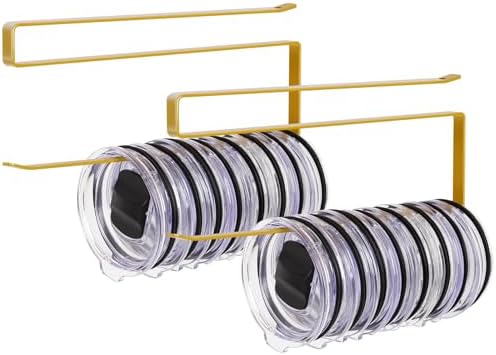 2 Pack Tumbler Lid Organizer, Versatile Tumbler Storage Holds 20 Lids Gold by JOLENSOY