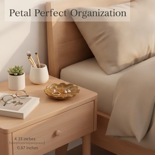 Petal Shaped Ceramic Jewelry Tray, Small Decorative Dish for Rings Earrings, Vanity Organizer for Nightstand Desk Bathroom (1 Piece) - Image 3