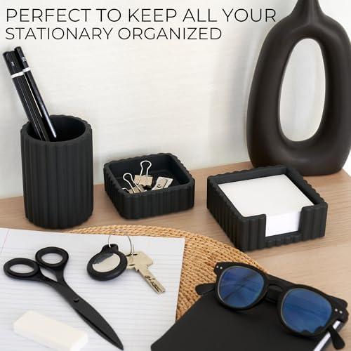 Modern Aesthetic Desk Accessories Set of 3 - Stylish Concrete Organizers - Image 3