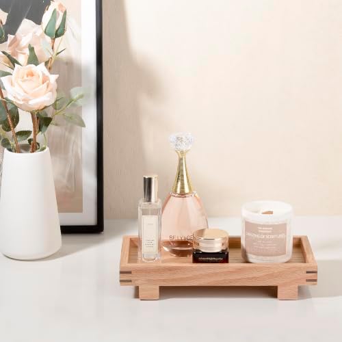 Bathroom Counter Tray Wooden Riser Display Kitchen Soap Holder, Brown - Image 2