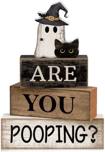 Moucuny 4 Pcs Halloween Bathroom Decor Sign Funny “are You Pooping? ” Decor by Moucuny