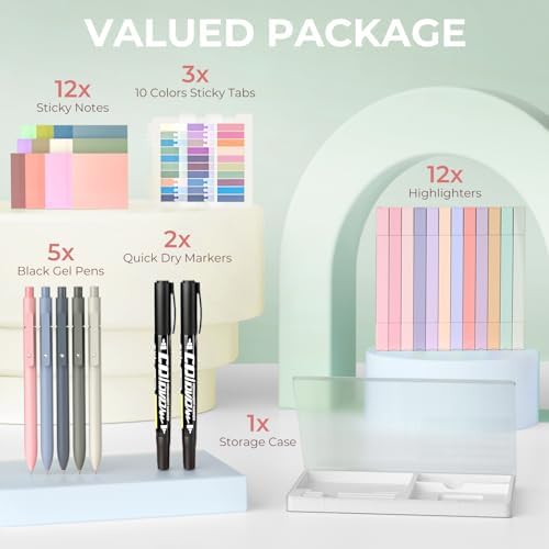 Nicpro 62 PCS Aesthetic Book Annotation Kit with Case - Image 2