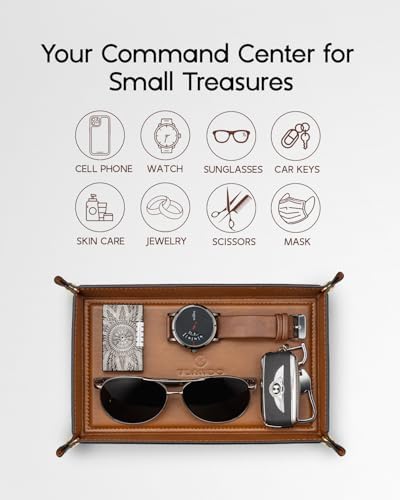 VLANDO Travel Valet Tray for Women, Foldable PU Leather, Light Brown - Image 4