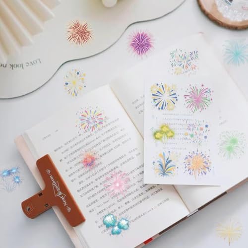 50Pcs Firework for Scrapbooking,Self-Adhesive Transparent Stickers Scrapbook Supplies Journaling Supplies for Adult Card Making Letters DIY Water Bottle Cards Decoration - Image 2