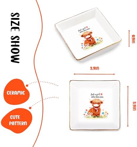 Highland Cow Jewelry Ring Holder Dish Tray, Gifts For Women Teens Girls, Cow Lovers Themed Stuff Things Decor Merch Home Room Ring Earrings Necklace Organizer Holder! - Image 2