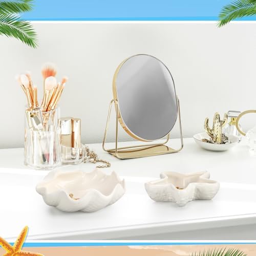 Teenyyou 3 Pcs Ceramic Seashell Jewelry Holder Conch Seashell Bowl, White - Image 6