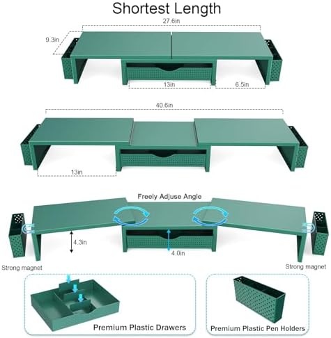 gianotter Dual Monitor Stand Riser With Drawer and 2 Pen Holders - Image 5