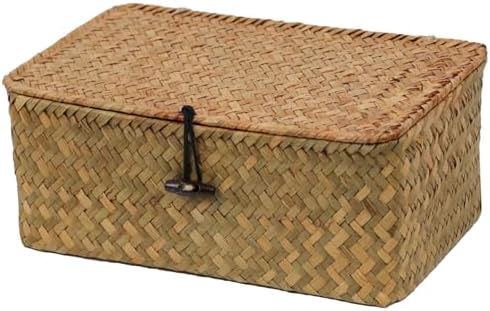 Seagrass Wicker Storage Basket with Lid, Medium, Natural by ORDELITE