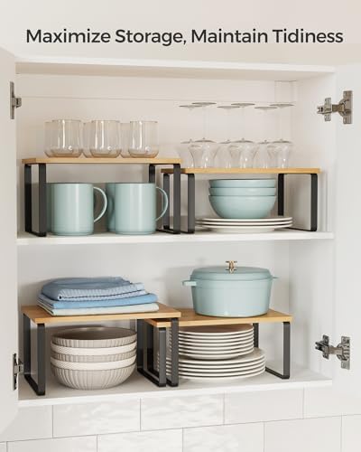 SONGMICS Cabinet Organizer Shelf, Set of 2 Spice Rack, Kitchen Storage - Image 4