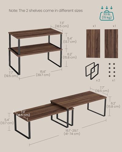 SONGMICS Cabinet Organizer Shelf, Set of 2 Spice Rack, Kitchen Storage - Image 6