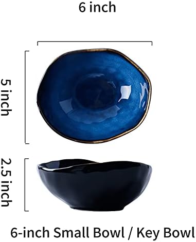6 Inch Ceramic Decorative Bowl, Blue Reactive Glaze Key Tray - Image 2