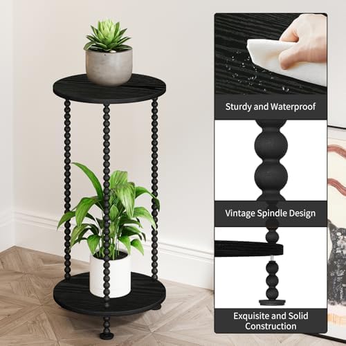 YINMIT Plant Stand Indoor, 2 Tier Small Plant Stand with Metal Spindle Leg - Image 6