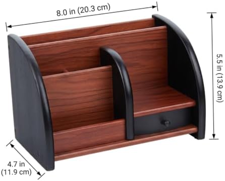 Wood Desk Organizer Walnut Brown Table Top Organizer Wooden Desktop Storage for Pens Office Supplies and Small Items. - Image 3
