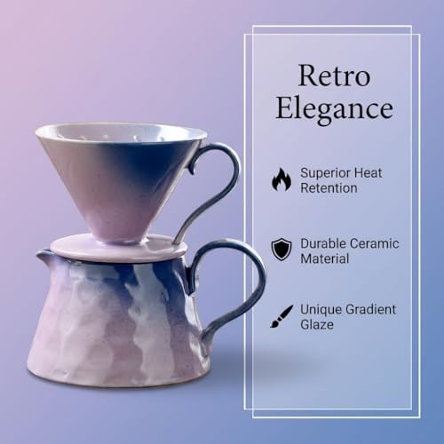 Ceramic Pour Over Coffee Maker Set 15oz/450ml Coffee Dripper with 40pcs Cone Paper Filters, Reusable Pour Over Coffee Cone for Home, Cafe, Restaurant, Camping - Image 3