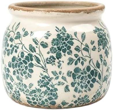 Small Ceramic Planter with Drainage – 4 Inch Vintage Flower Pot (Navy) by PotSonntag