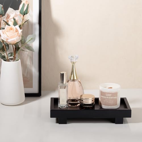 Bathroom Counter Tray Wooden Riser Display Kitchen Soap Holder, Black - Image 2