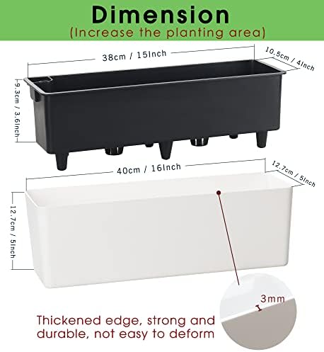 Elongated Self Watering Planter Pots 2-Pack Window Box 5.5 x 16 inch Indoor Home Garden Modern Decorative Planter Pot for All House Plants Flowers Herbs (White,2) - Image 3