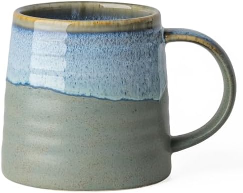 15.5oz Large Heavyweight Ceramic Mug, Reactive (Blue-Grey) by TaoTaojarvieCeramics