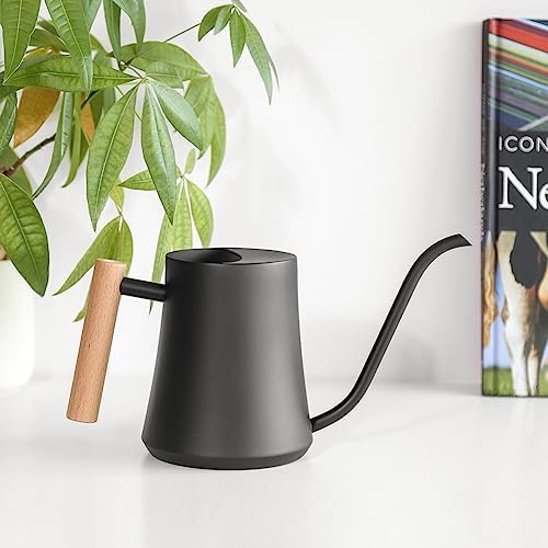 Black Watering Can for Indoor Plants, 1L/35oz Stainless Steel - Image 3