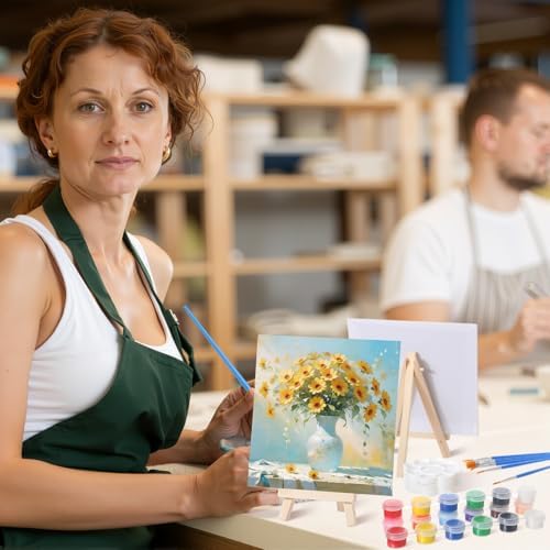 Qilery 36 Set 6 x 6 Inch Mini Canvas Boards with Easel Painting Kit, Acrylic Paints Strips, Brushes, Palette, Oil Art Set for Acrylic Birthday Party Favors - Image 6
