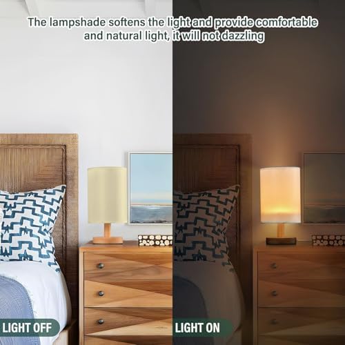 Light Yellow Print Bedside Table Lamp for Bedroom Small Lamps for Nightstand Lamp with Non-Slip Base LED Table Lamps for Living Room Home Office Dorm Kids Room - Image 5