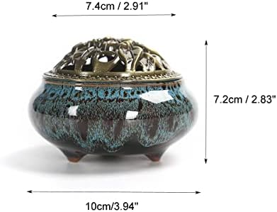 Ceramic Incense Burner, Coil Cone Stick Incense Burner Holder, Home Ornaments Incense Seat, Disc Censer Zen Decor (Fambe Blue) - Image 7