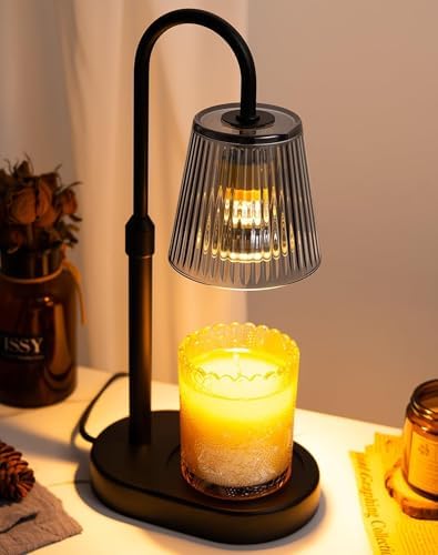 Warlisou Adjustable Candle Warmer Lamp with Timer - Ashy Colour Lampshade + Black Pole + Black Base by Unknown