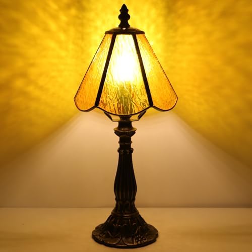 Tiffany Style Table Lamp Orange Rippled Stained Glass Lamp 14 Inch - Image 5