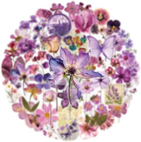 50PCS Transparent Flora Scrapbook Stickers, Flower-D - Image 5