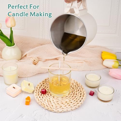 AOTOIE Wax Melter Kit for Candle Making, Large Candle Melting Pot, DIY Candle Making Supplies for Woman, Included Candle Wicks, Wick Stickers, Centering Device, Stirring Spoon, Mothers Day Gifts - Image 5