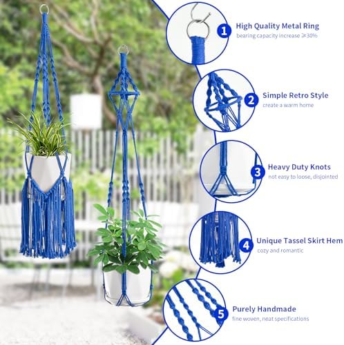 SFENNGPET Macrame Plant Hangers, 6Pack Hanging Planters for Indoor Plants - Image 2