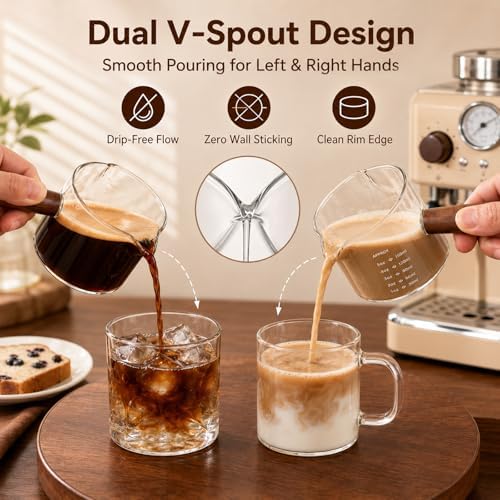 2 Pack Borosilicate Glass Espresso Shot Glass Measuring Cups with Handle - Image 6