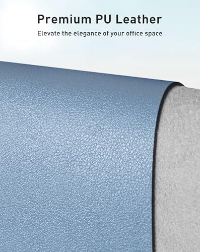 Aothia Faux Leather Desk Mat - Large Mouse Pad, Non-Slip PU Leather Blotter, Waterproof Writing Surface for Office and Home (Denim Blue, 63" x 17") - Image 2
