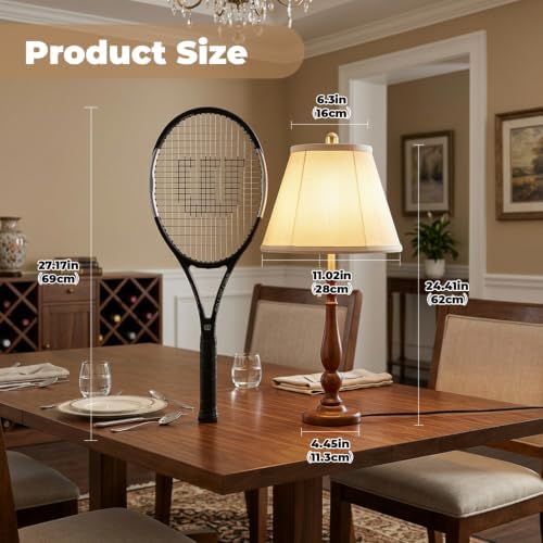 LALISU Farmhouse Table Lamps Rustic Bedroom Lamps 24.41" Wood Bedside Lamp - Image 6