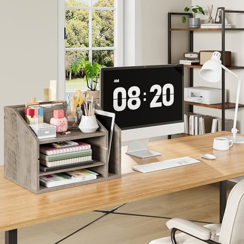 CHOEZON Wooden Desk Organizer with Adjustable Partitions - Image 4
