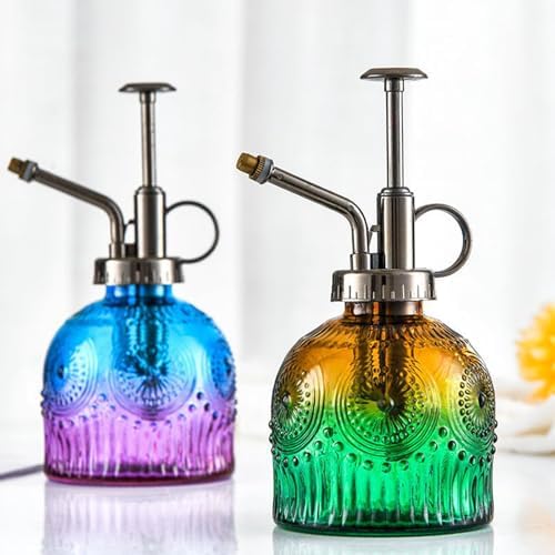 Spray Bottle for Plants, Plant Mister Spray Bottle, Glass Plant Mister Spray Bottle, Embossed Vintage Glass Watering Can, Succulent Watering Bottle with Top Pump for Outdoor (A) - Image 6