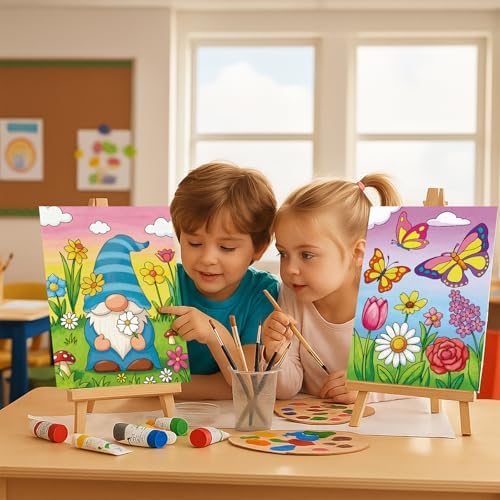 Louise Maelys Pre Drawn Canvas to Paint for Kids, 12 Pack Flowers & Animals - Image 6