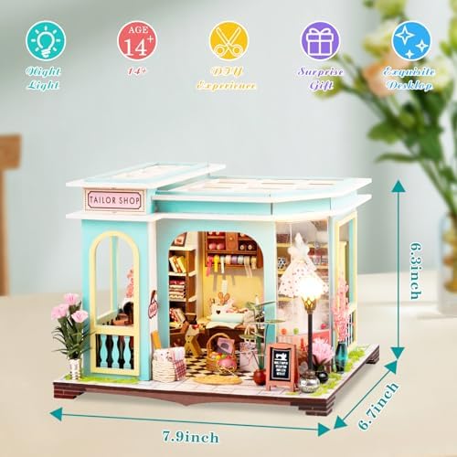 DIY Miniature House Kit, Book Nook Kit with LED Light, 3D Wooden Puzzle Bookshelf Decor Building Kit, Birthday Gifts for Family & Friends - Image 6