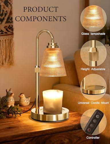 Candle Warmer Lamp with Timer Dimmable, Lamp Candle Warmer Birthday Gifts for Women, Black Adjustable Wax Melter Warmer for Jar Candles, House Warming Gift Home Decor - Image 2
