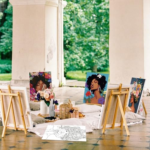 Ctosree 12 Pcs Pre Drawn Canvas for Painting,Flower Lady,8 x 10 Inch - Image 5