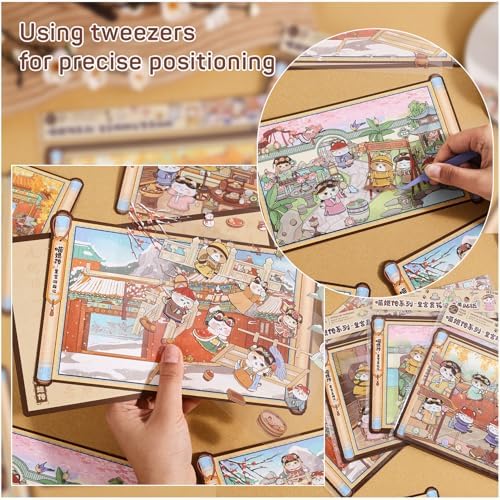 Girls 3D Miniature Scene Stickers,4 Sets Cat's Legend of Zhen Huan DIY House Stickers for A Visit to the Royal Palace,3D Sticker Scenes for Adult Kids Relief Stress Pass The Time - Image 4