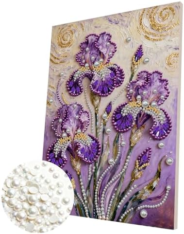 DIY Pearl Painting with Frame, Creative Design, Handmade Stress-Relieving Home Wall Decoration, Includes Frame and Tools-Iris-1 by Unknown