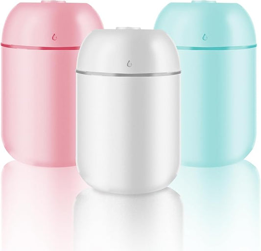 3 Pcs 330ml Small Cool Mist Humidifiers for Bedroom Indoor,Personal Mini Air Humidifier Easy Clean for Plants,Vaporizer for Congestion Portable,Desk Humidifiers for Office Bedside Nightstand Home