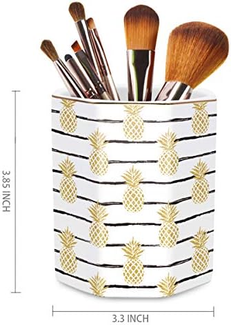 Pen Holder, Pencil Holder for Desk Pineapple Pattern Pencil Cup for Girls Kids Durable Ceramic Desk Organizer Makeup Brush Holder for Office, Classroom, Home, Yellow Pineapple - Image 2