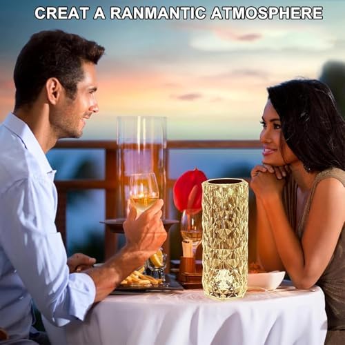 Crystal Table Lamp Touch, 16 Color Changing Night Light, Rechargeable, Dimmable, RGB Rose Diamond Ambient Mood Lighting, Protable Cordless Desk Lamp Bedside Led Light for Bedroom Living Room Party - Image 6
