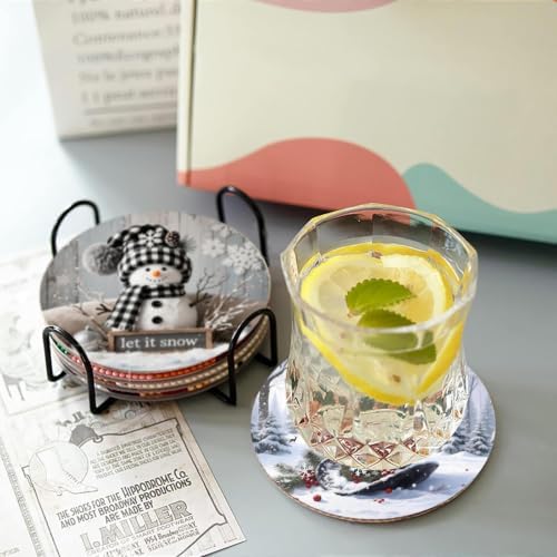8 Pcs Christmas Diamond Art Coasters Kits with Holder 4x4 Inch - Image 3