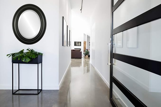 OVALCREST Oval Beveled Wall Mirror for Home Decor - Heritage Style - Matte Black - 27x33 Outside Dimensions