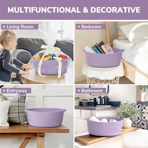CHICVITA Large Gift Basket Empty with Bags & Ribbon for Baby Shower, Purple - Image 5