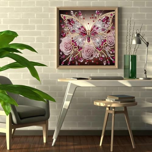 5D Diamond Art Kits for Adults Butterfly Rose Diamond Painting Kits 12x12in - Image 4