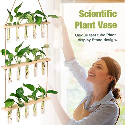 XXXFLOWER Wall Hanging Propagation Station with Wooden Stand 15 Tubes - Image 6
